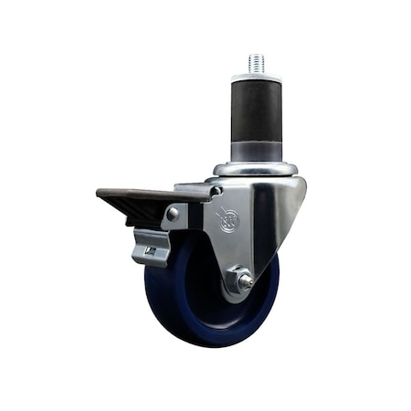 Service Caster 3.5'' Solid Poly Swivel 1-5/8'' Expanding Stem Caster with Brake SCC-EX20S3514-SPUS-PLB-158